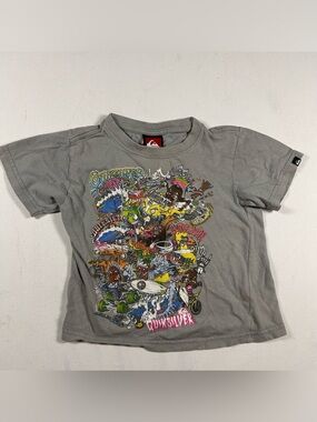 Kids Vintage 90s Y2k Quiksilver Shirt Chaotic Collage Surf Skate 2t Toddler RARE